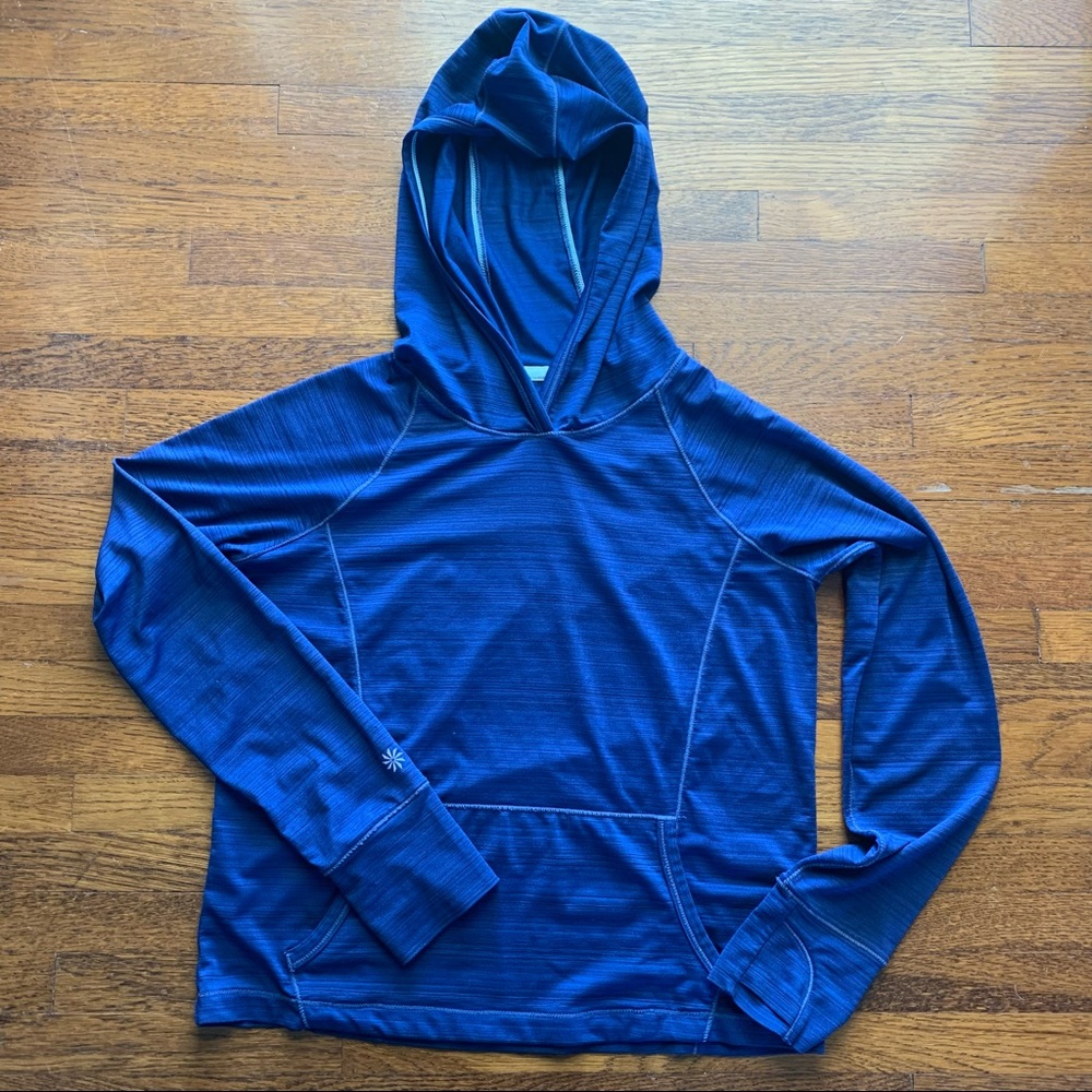 Athleta Girl Hoodie Uptempo Blue Long Sleeve Top Size Medium / 8-10